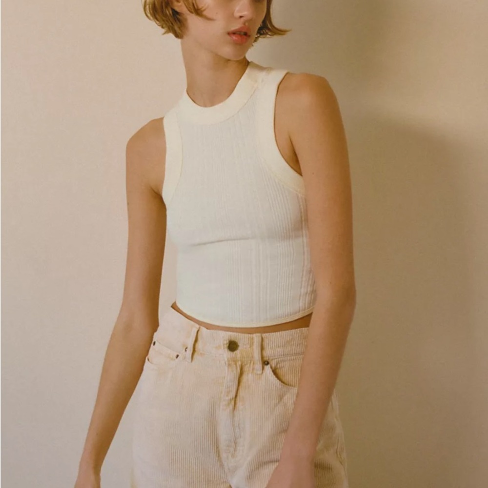 UO BDG Monica Racer-Front Tank Top in white